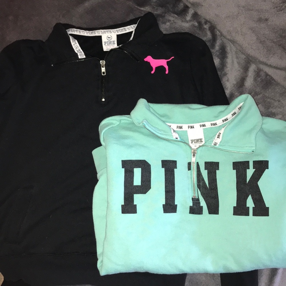 VS Pink quarter zips
